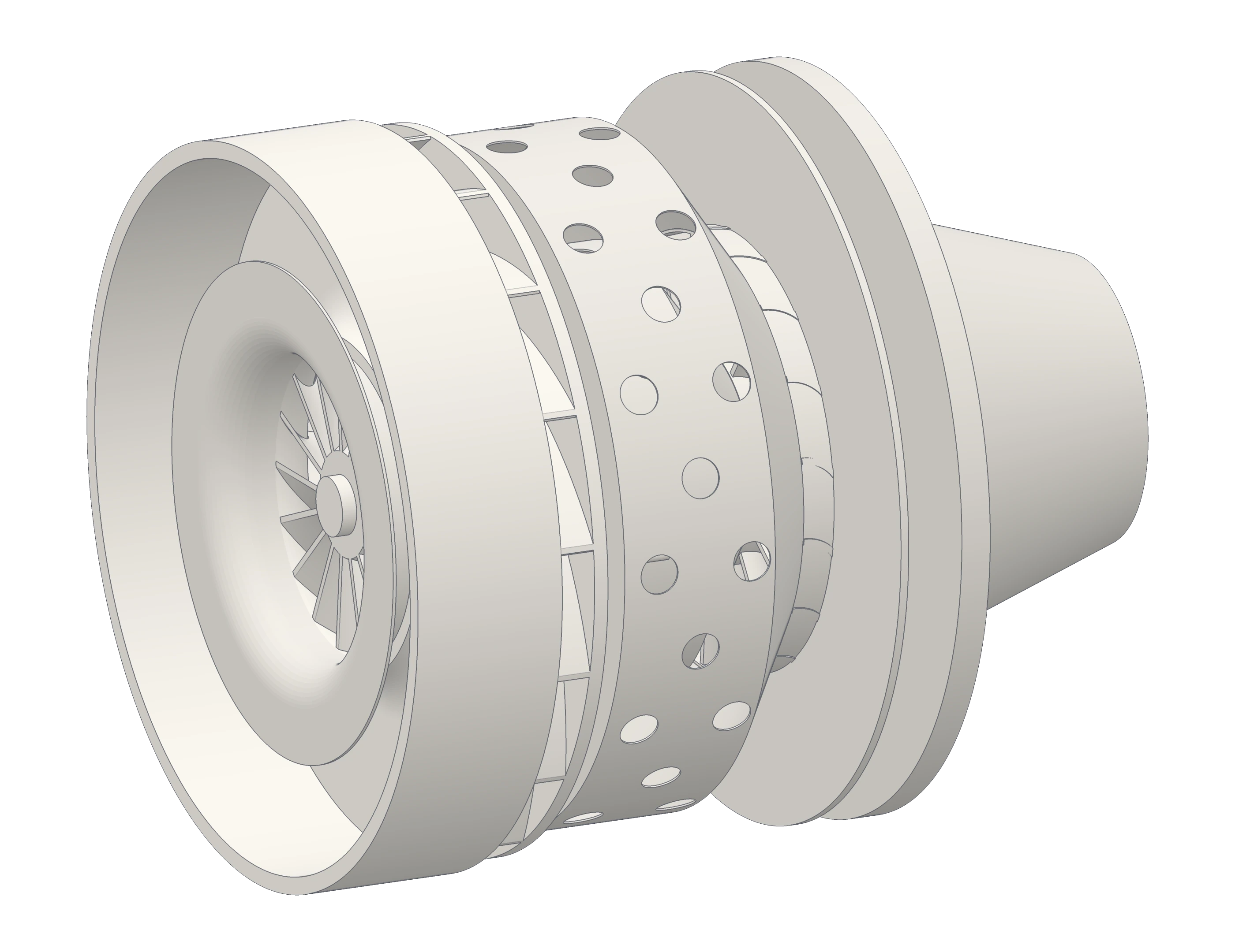 A machine laid out part by part, as exported CAD