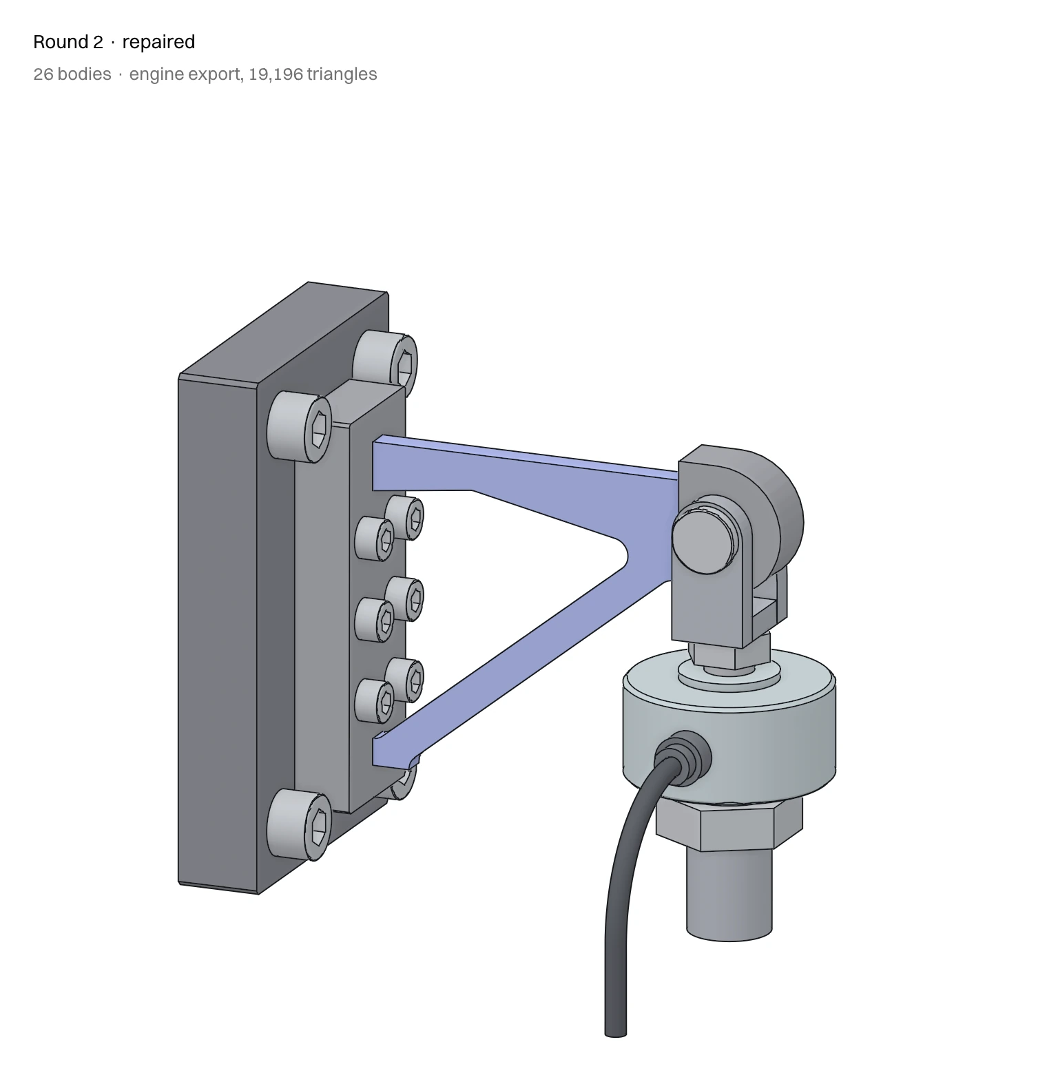 A part checked in place, with the parts around it
