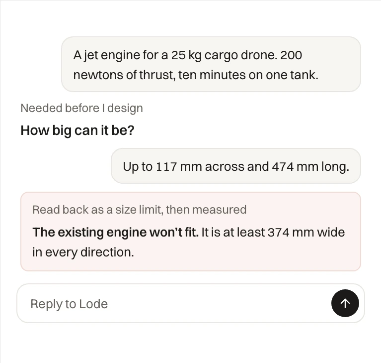 A question and the answer read back